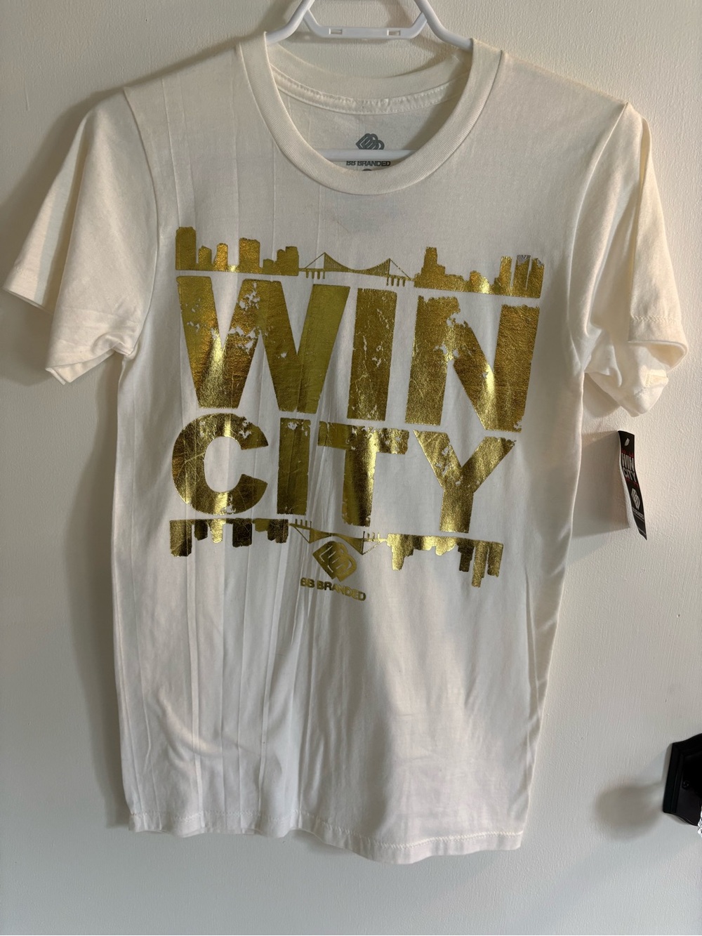 Women’s WIN CITY Graphic Tee - White with Gold Foil